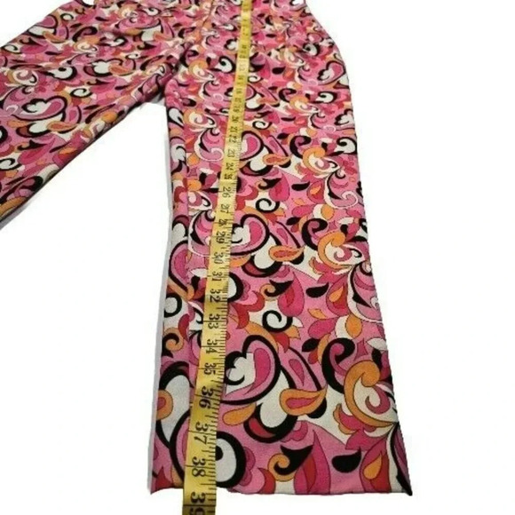 Zara Pants Size M Pink Floral Paisley '70s Retro Straight Leg Pleated Women's - Picture 6 of 14